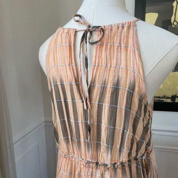 Anthropologie Akemi Kin Dress Peach Halter Empire Waist Swing Ikat XS - Picture 6 of 11